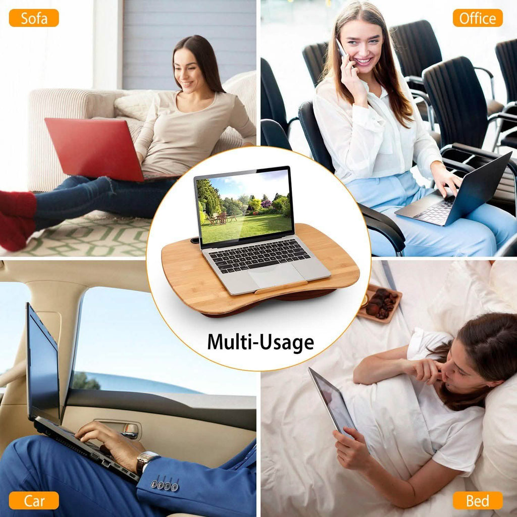 Bamboo Laptop Lap Desk with Pillow Cushion