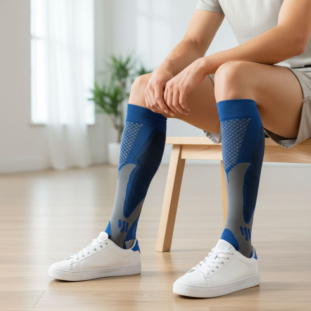 Compression socks being worn