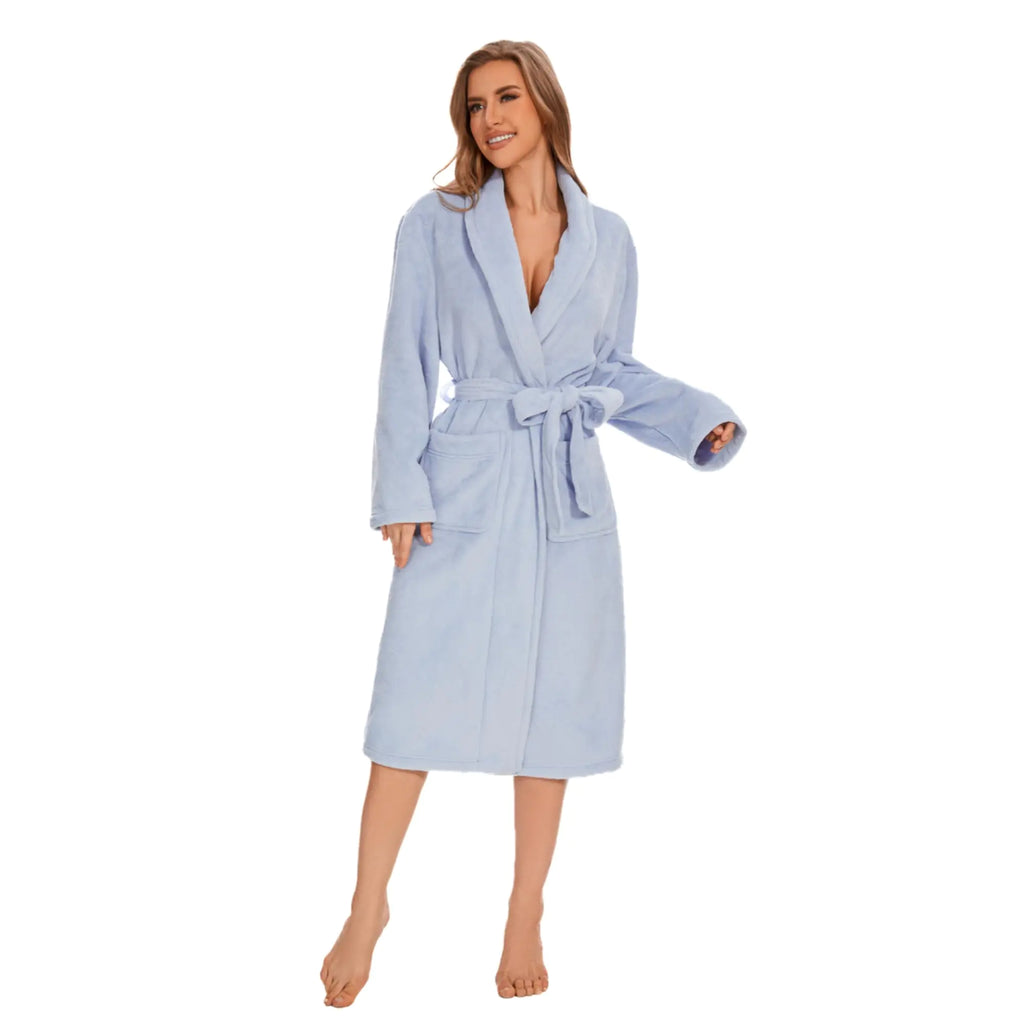 Women's Soft Polyester Bathrobe with Pockets