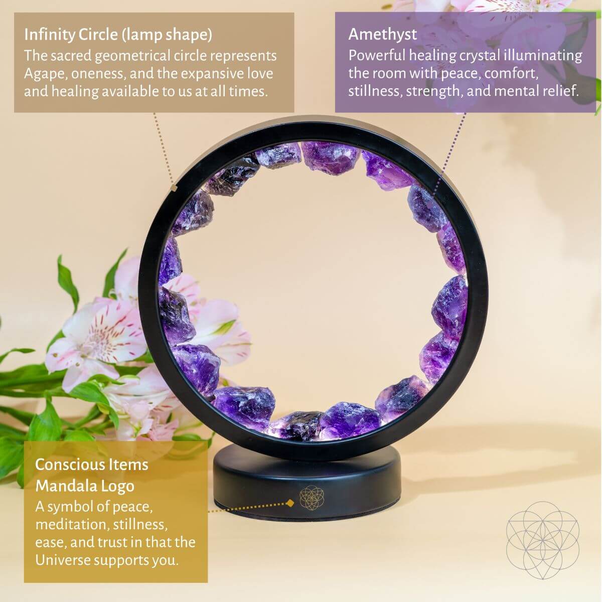 I Am At Peace - Amethyst Lamp