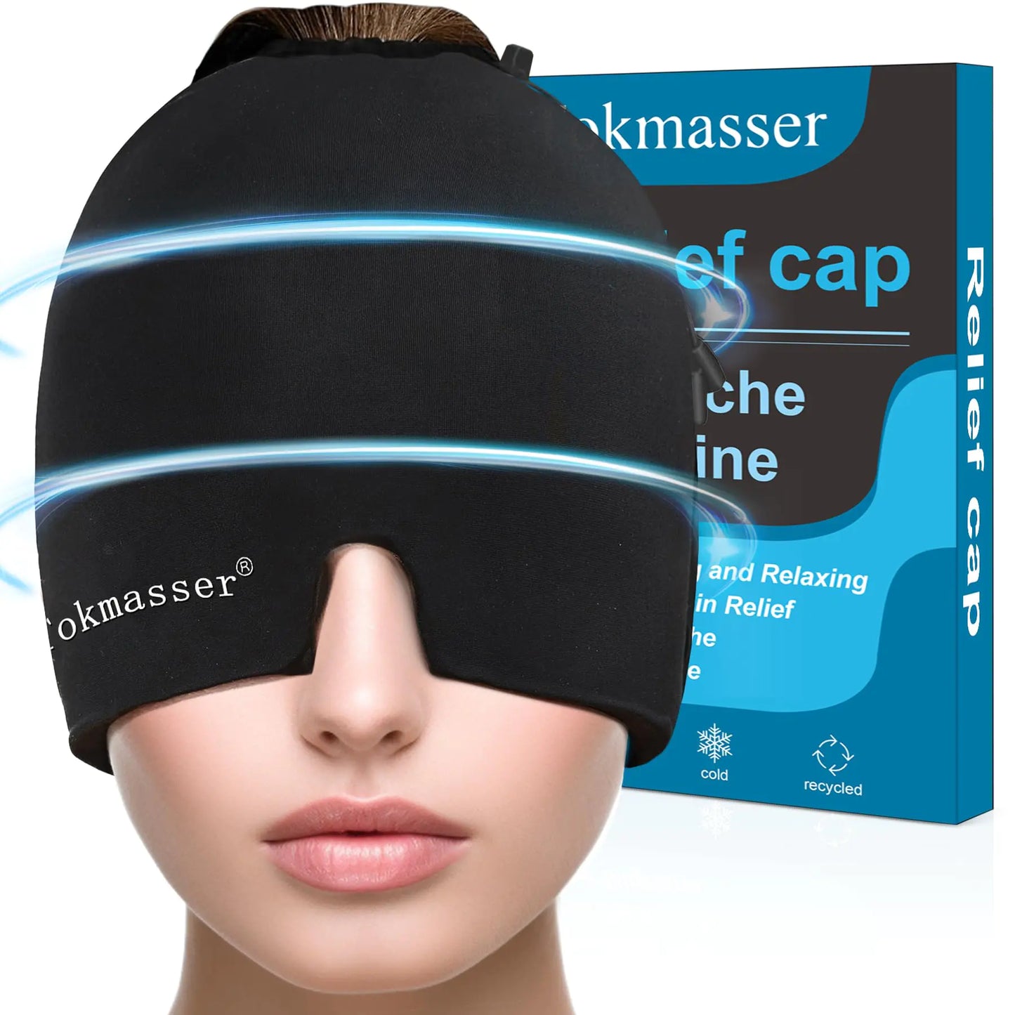 Gel Ice Head Wrap Cap - Hot and Cold Therapy Eye Mask