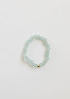 Blue Sea Glass + 14k Gold Filled or Sterling Silver || Stretch Bracelet
