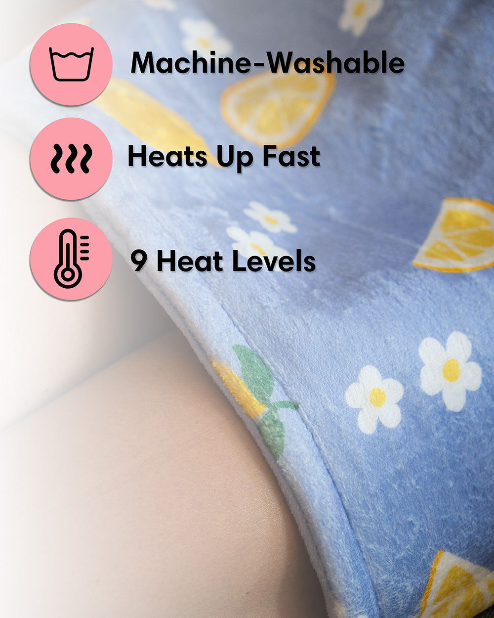 Lemons Cute Heating Pad - Ultra-Soft Machine Washable
