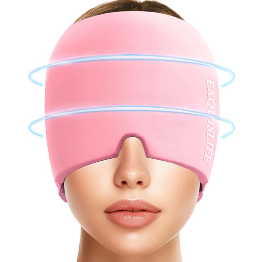 Gel Ice Head Wrap Cap - Hot and Cold Therapy Eye Mask (Pink)