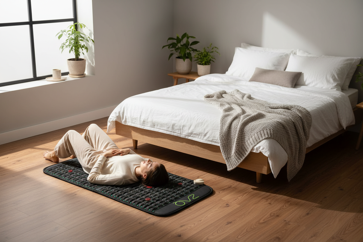 Person using wellness mat