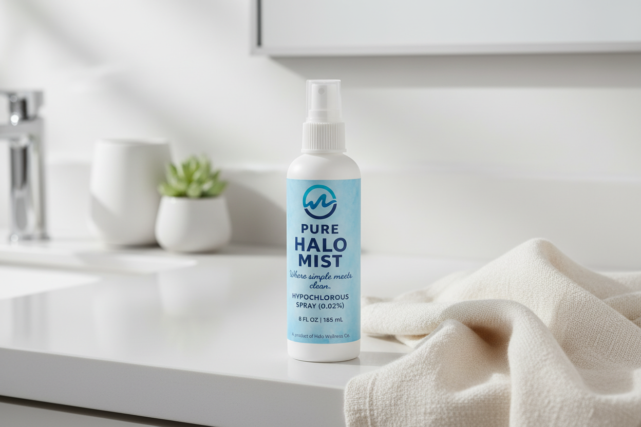Pure Halo Mist Bathroom Scene - Three Quarter Angle
