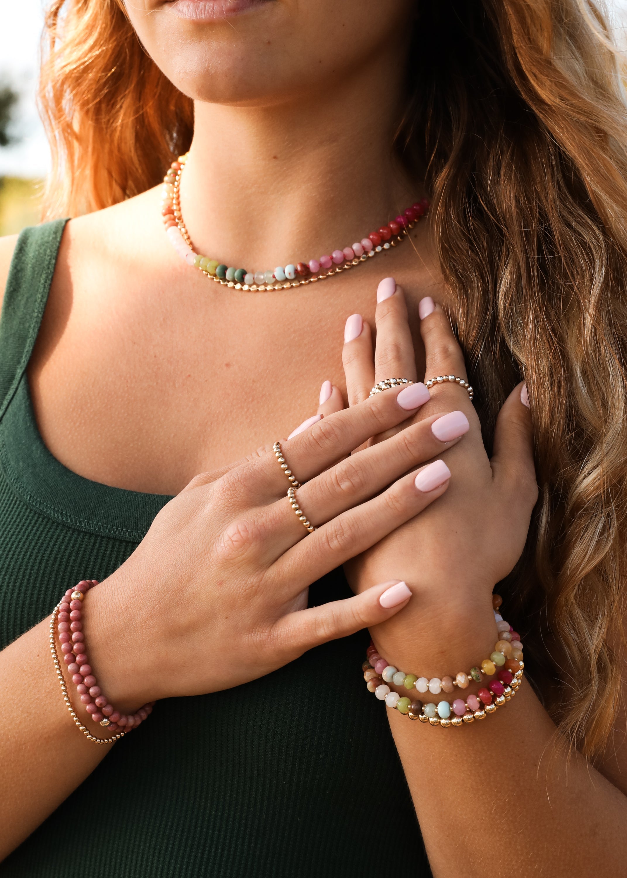 Natural Gemstone Necklace with 14k Gold Filled Toggle - Sandbar