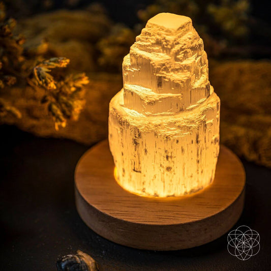 Selenite Crystal Lamp - Natural Stone Ambient Light