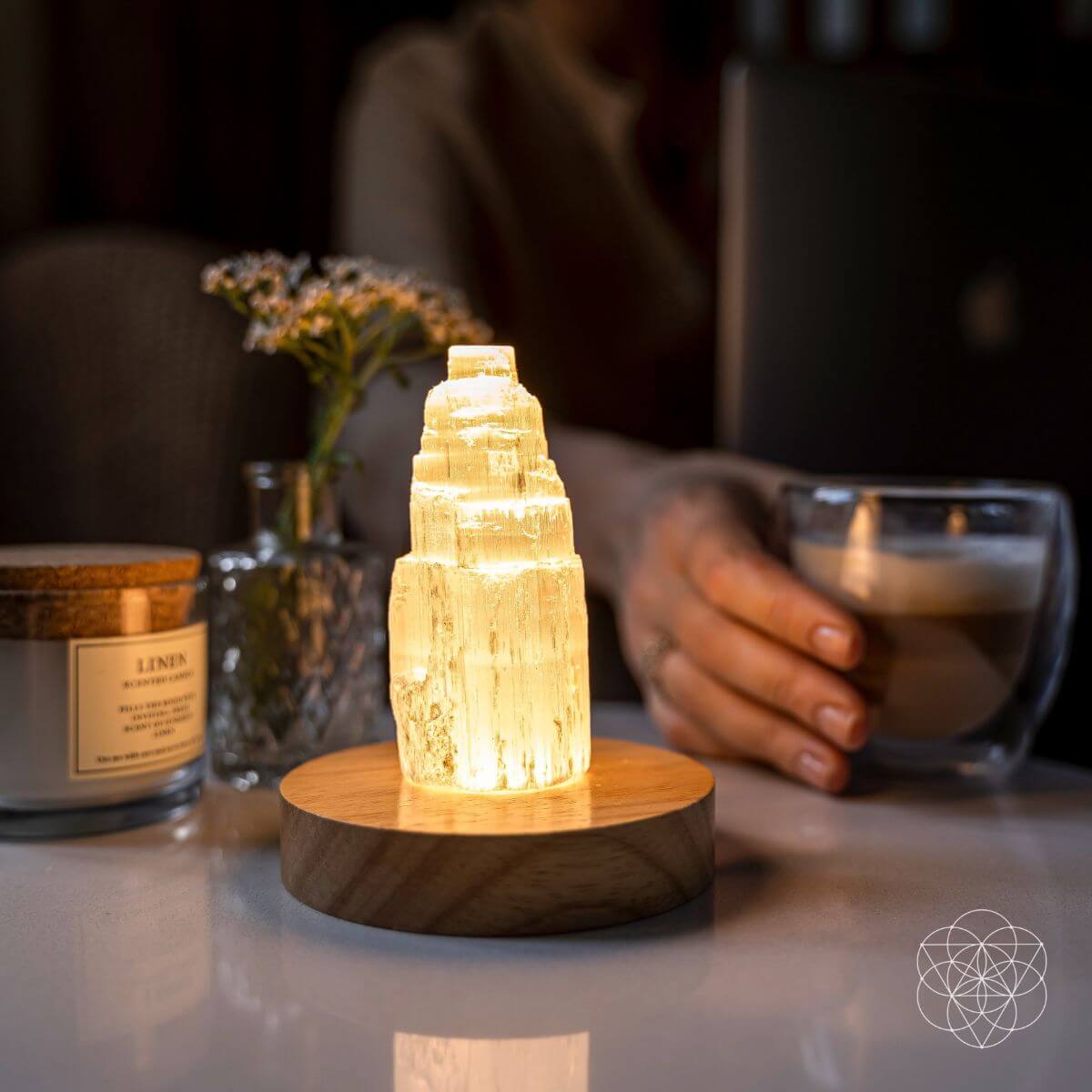 Selenite Crystal Lamp - Natural Stone Ambient Light