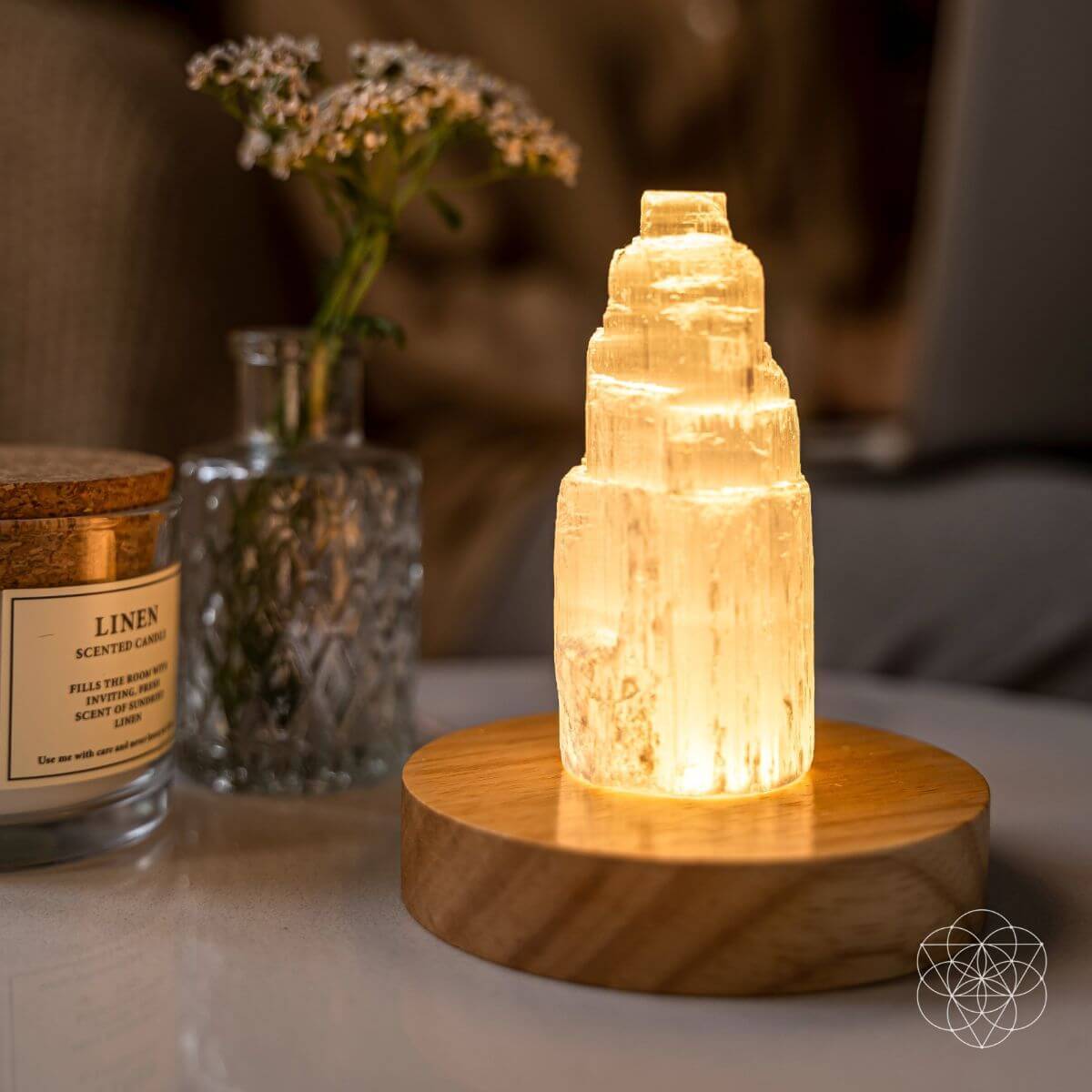 Selenite Crystal Lamp - Natural Stone Ambient Light