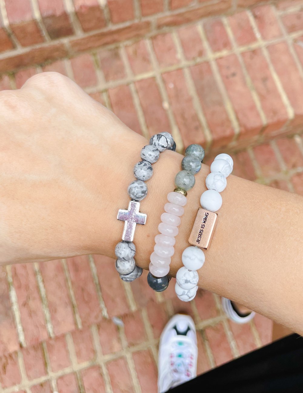 Slate Grey Cross Bracelet