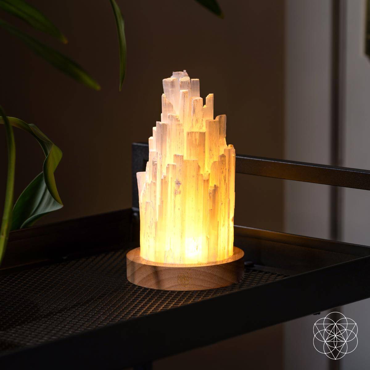 Selenite Crystal Lamp - 2 lb Natural Stone Night Light with Remote