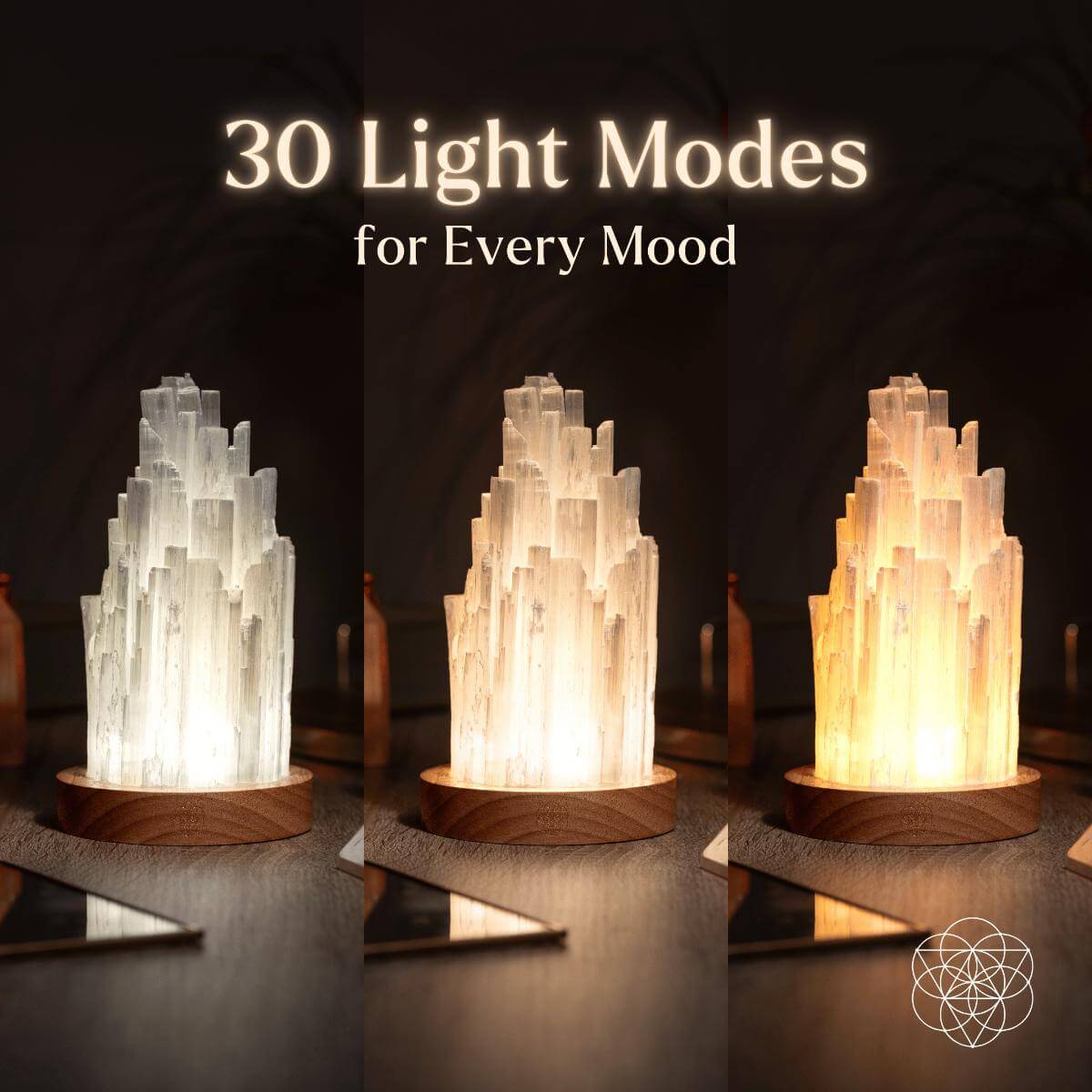 Selenite Crystal Lamp - 2 lb Natural Stone Night Light with Remote