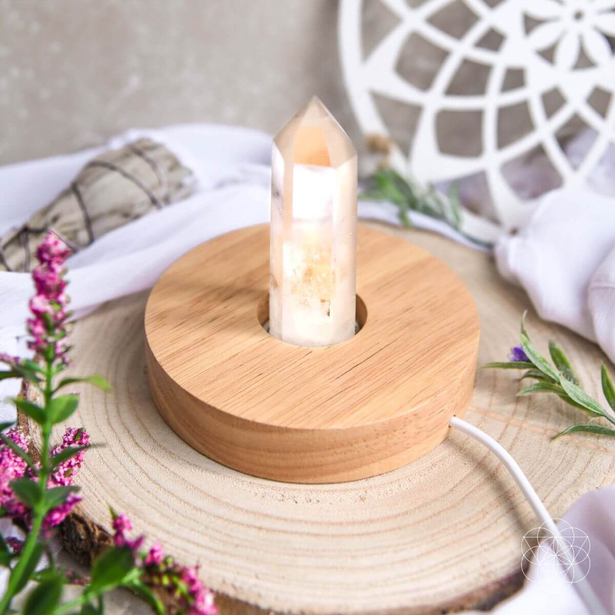 Clear Quartz Crystal Lamp - Natural Stone Night Light for Calming Ambiance