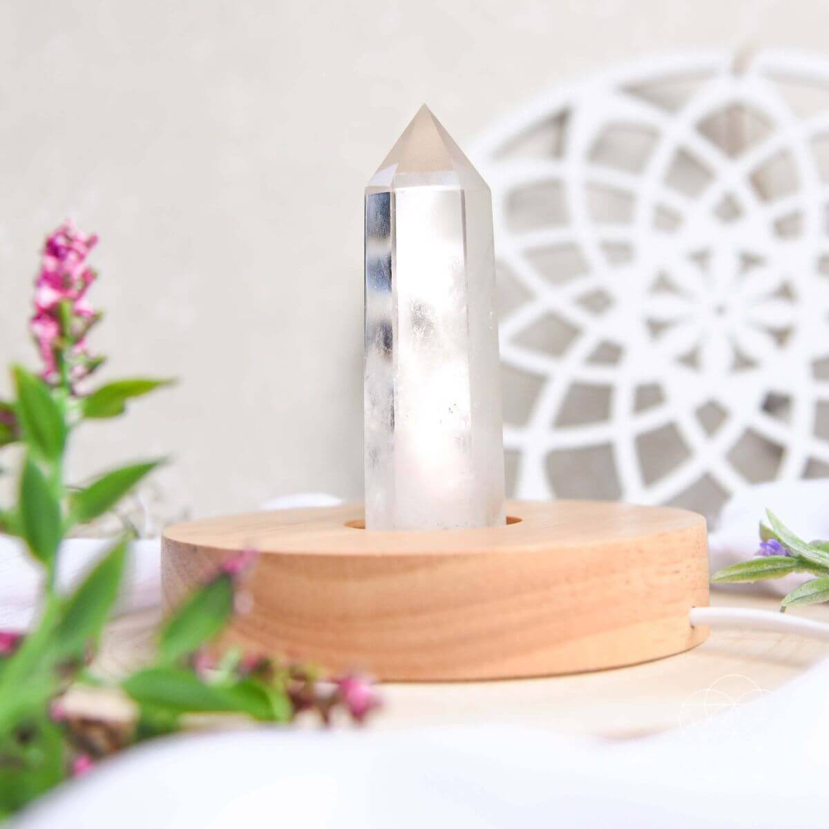 Clear Quartz Crystal Lamp - Natural Stone Night Light for Calming Ambiance