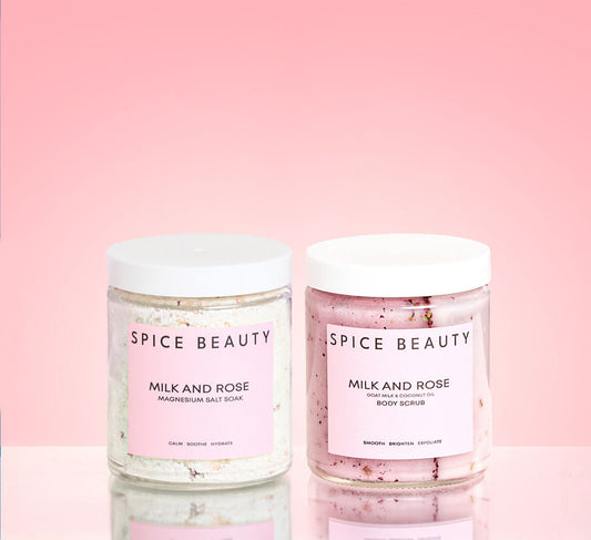 Radiant Skin Duo | Milk & Rose Body Scrub & Magnesium Bath Soak Gift Set