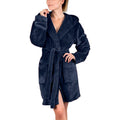 Women's Plush Hooded Robe with Pockets